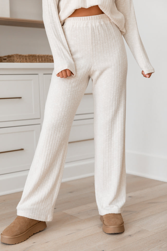 Living Well Beige Ribbed Knit Lounge Set