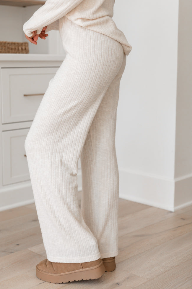 Living Well Beige Ribbed Knit Lounge Set