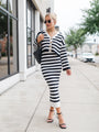 Feels Like Love Black and White Striped Dress and Cardigan Set