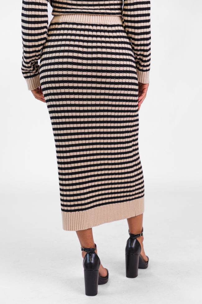 Believe In Me Cream and Black Striped Knit Skirt