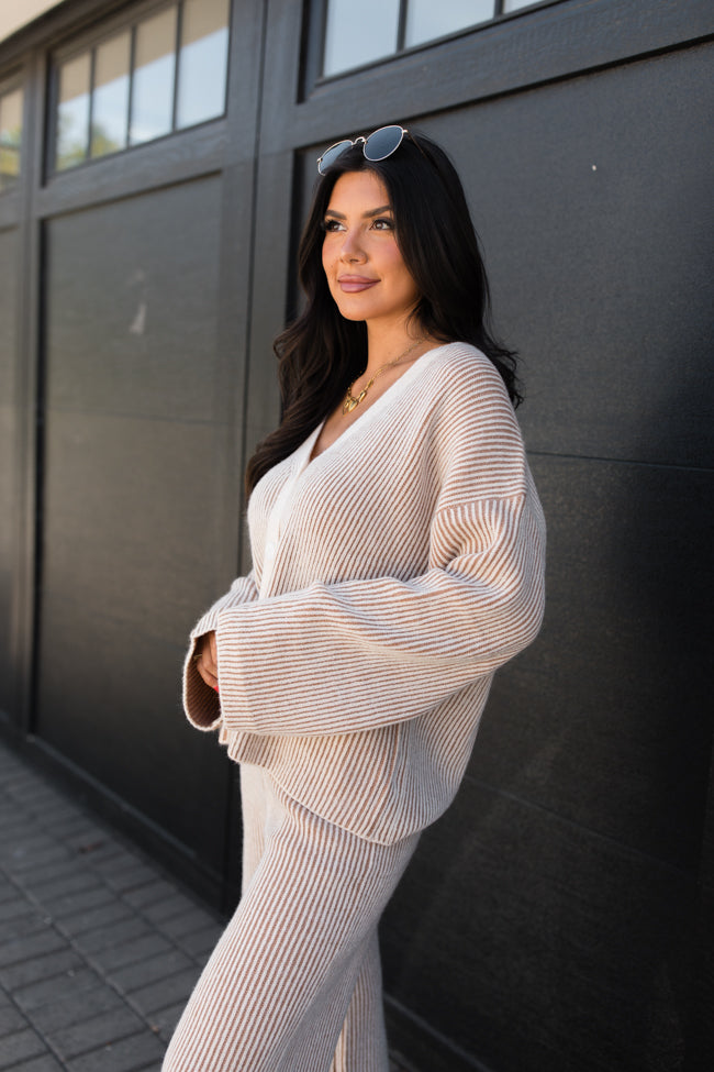 This Time Around Thick Ribbed Taupe Cardigan