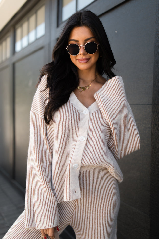 This Time Around Thick Ribbed Taupe Cardigan