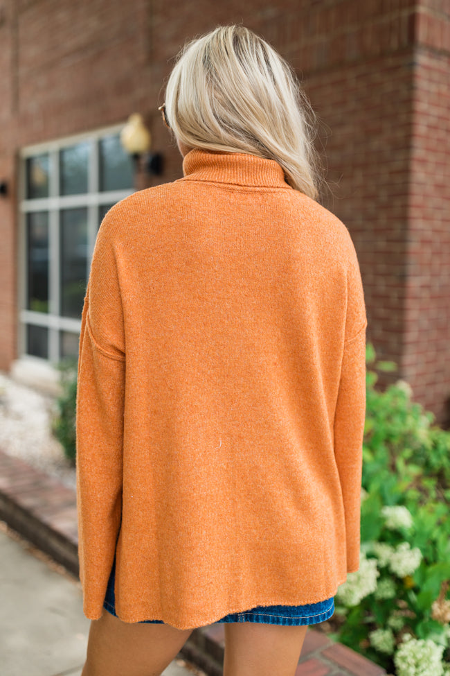 One and Only Rust Brushed Turtleneck Sweater