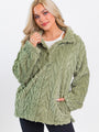 Take The Leap Olive Cable Detail Sherpa Pullover DOORBUSTER