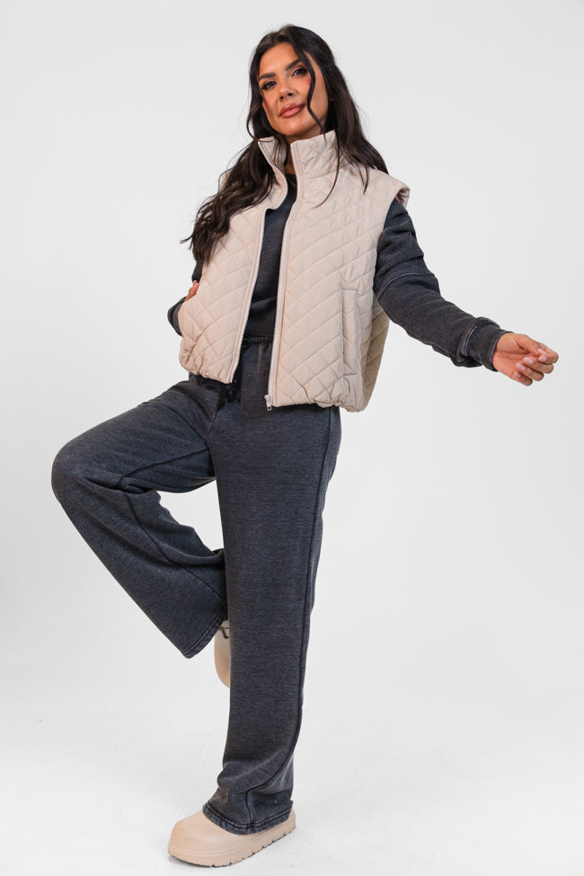 Learn As You Go Black Acid Washed Lounge Pants