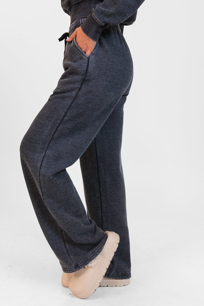 Learn As You Go Black Acid Washed Lounge Pants