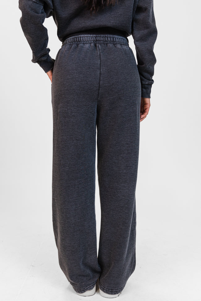 Learn As You Go Black Acid Washed Lounge Pants