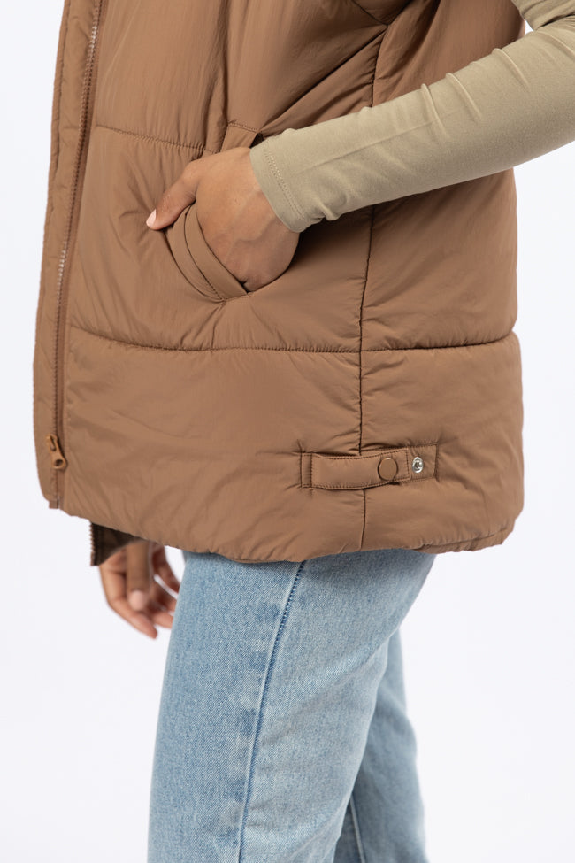 Best Bet Brown Oversized Puffer Vest