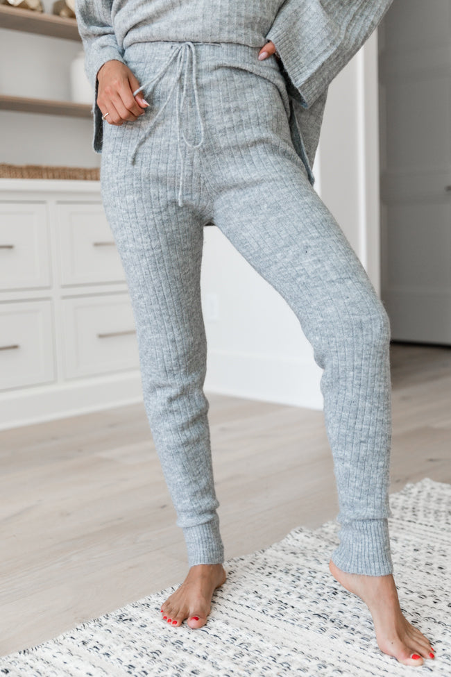 Downtime Heather Grey Ribbed Sweater Set