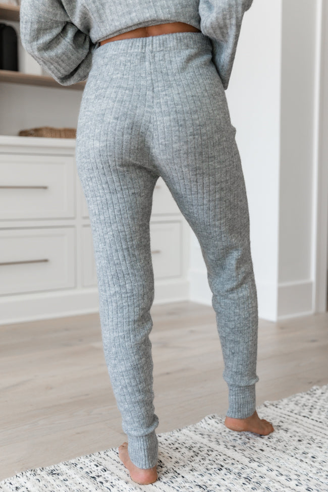 Downtime Heather Grey Ribbed Sweater Set