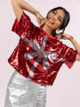 Bow On Top Red Sequin Bow Top