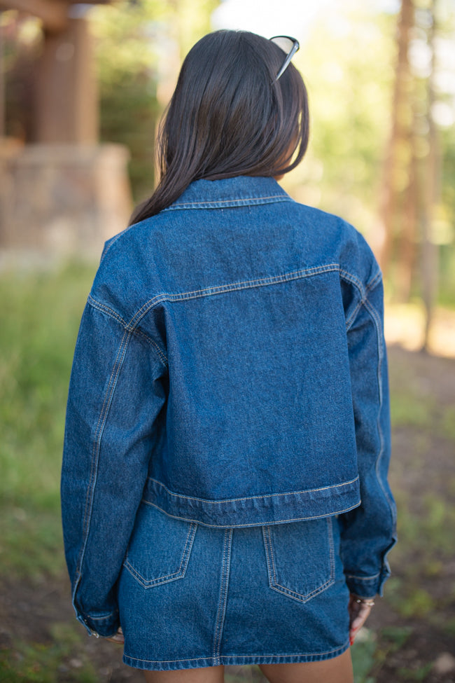 Grand Things Dark Wash Crop Denim Jacket