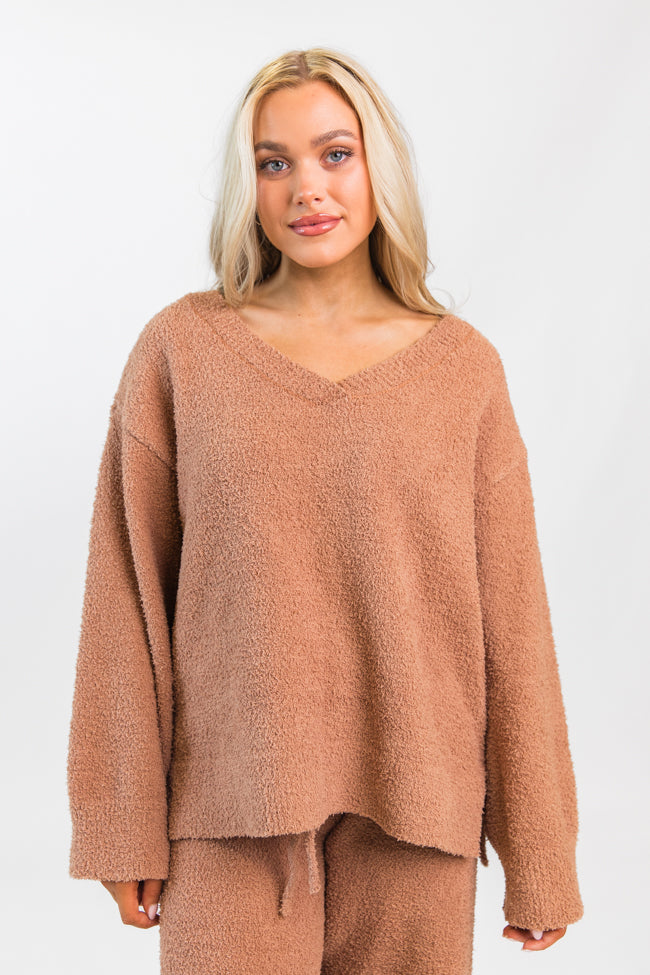 Dawn Teddy Fuzzy V-Neck Sweater SALE