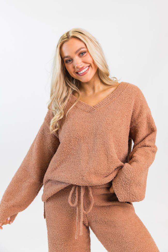 Dawn Teddy Fuzzy V-Neck Sweater SALE