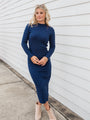 So Stylish Navy Textured Column Midi Dress