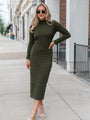 So Stylish Olive Textured Column Midi Dress