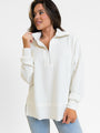 Fireside Festivities Cream Ribbed Quarter Zip Pullover DOORBUSTER