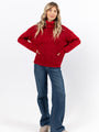 What I Need Red Fuzzy Oversized Turtleneck Sweater