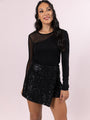 Magic Within Black Mesh Sleeve Knit Top