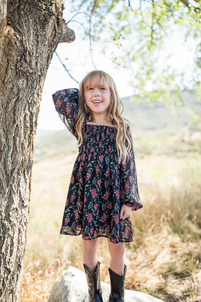 Kid's Ella Printed Smocked Dress Emily Fauver X Pink Lily