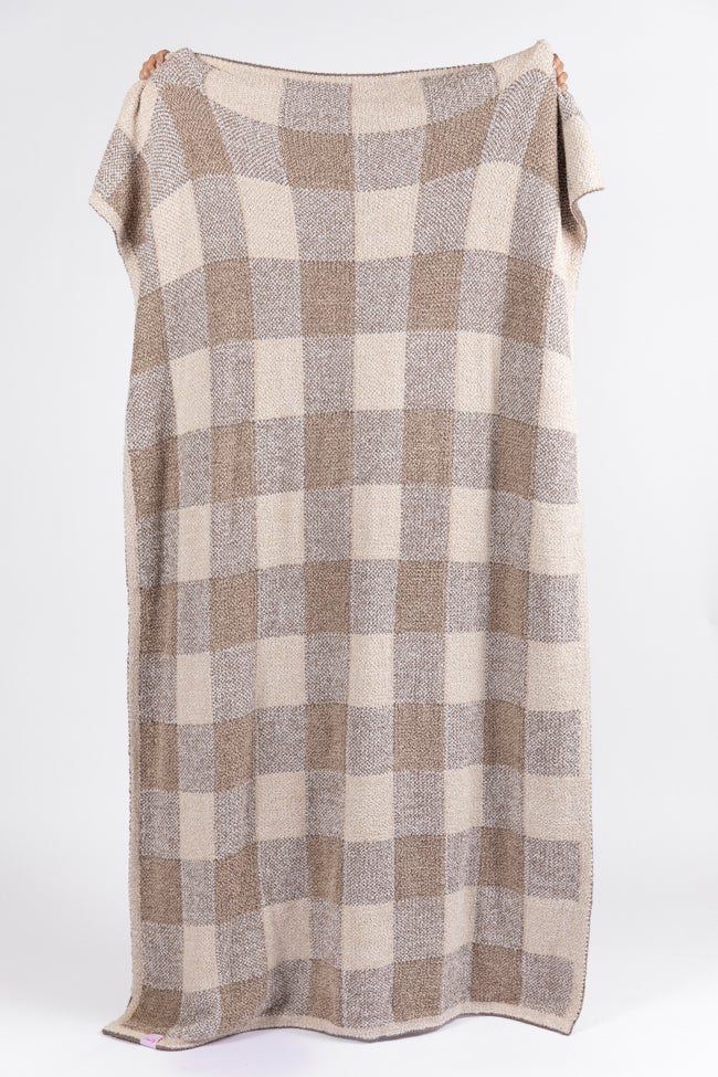 Make Me Believe Tan Gingham Blanket DOORBUSTER