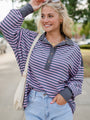 This Is The Life Navy and Pink Striped Collared Henley Oversized Knit Top