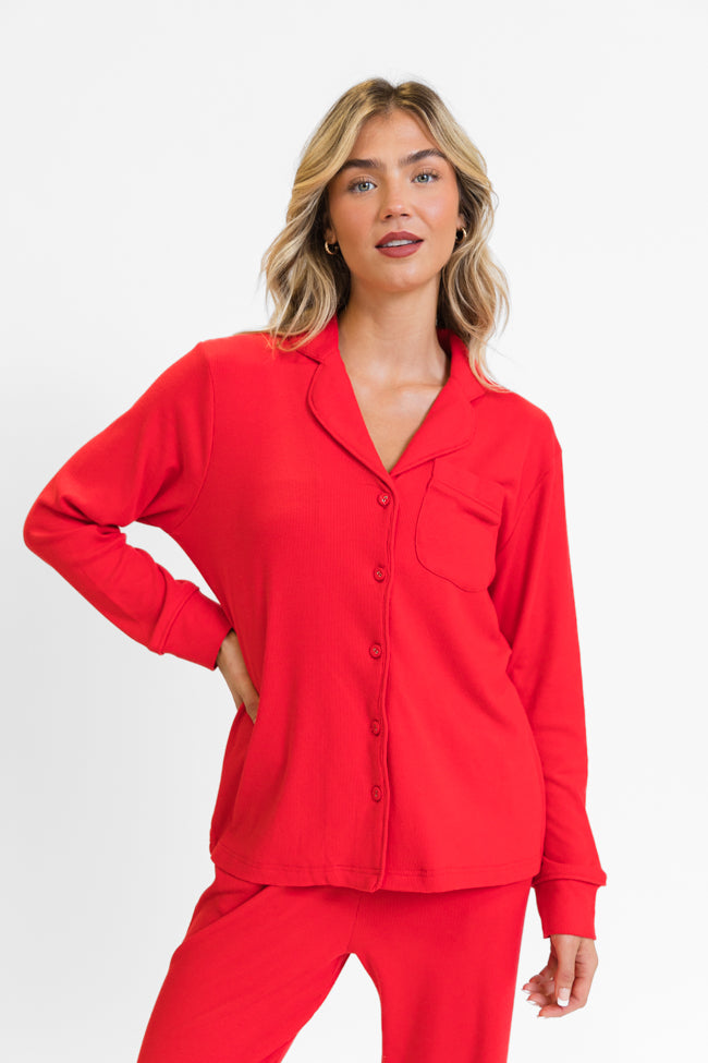 Drifting Off Red Ribbed Pajama Set DOORBUSTER