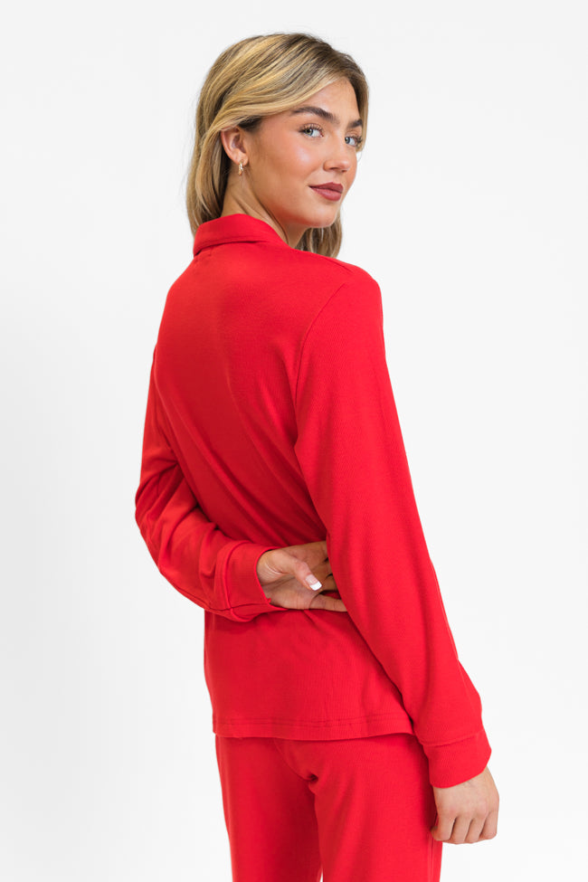 Drifting Off Red Ribbed Pajama Set DOORBUSTER