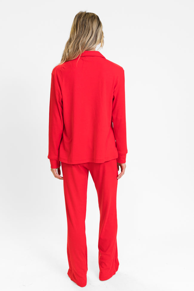 Drifting Off Red Ribbed Pajama Set DOORBUSTER