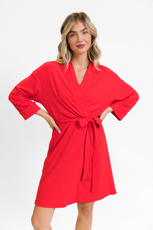 Drifting Off Red Ribbed Robe DOORBUSTER