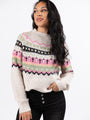 Winter Wonderland Beige Multi Fair Isle Sweater