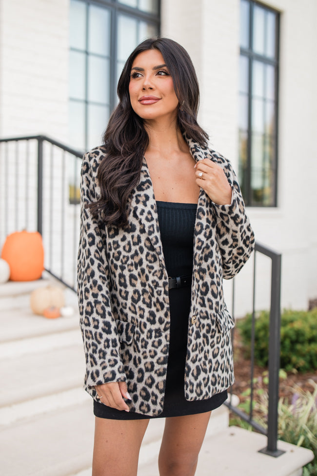 Do It Pronto Leopard Wool Blend Blazer Coat