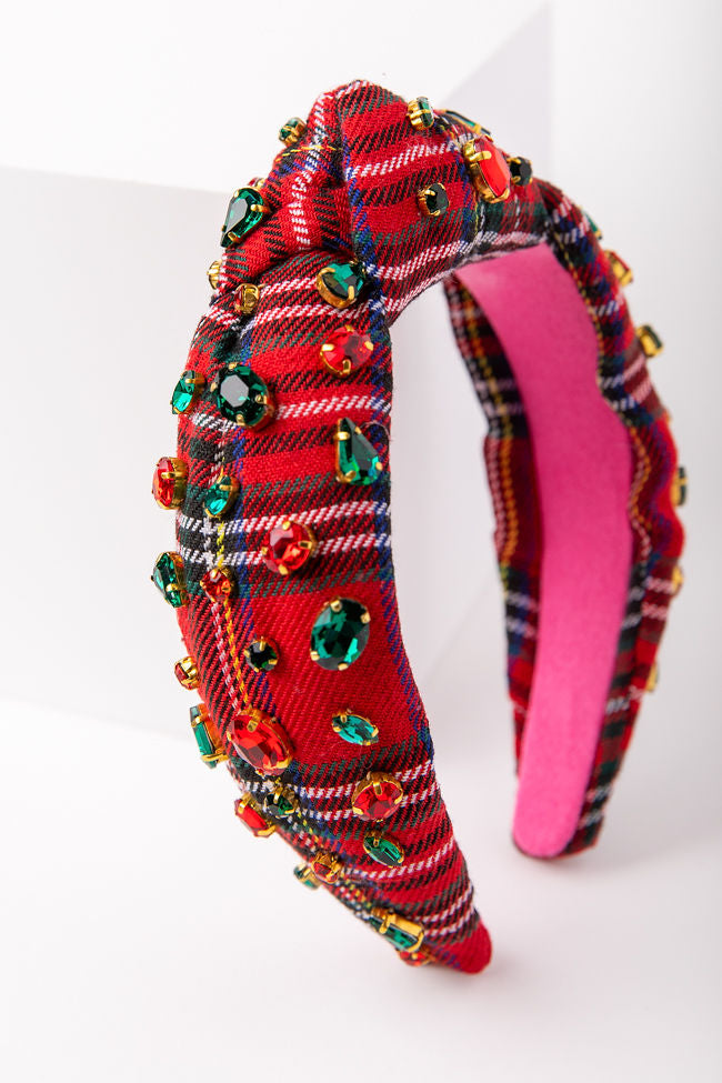 Tartan and Rhinestone Knotted Headband