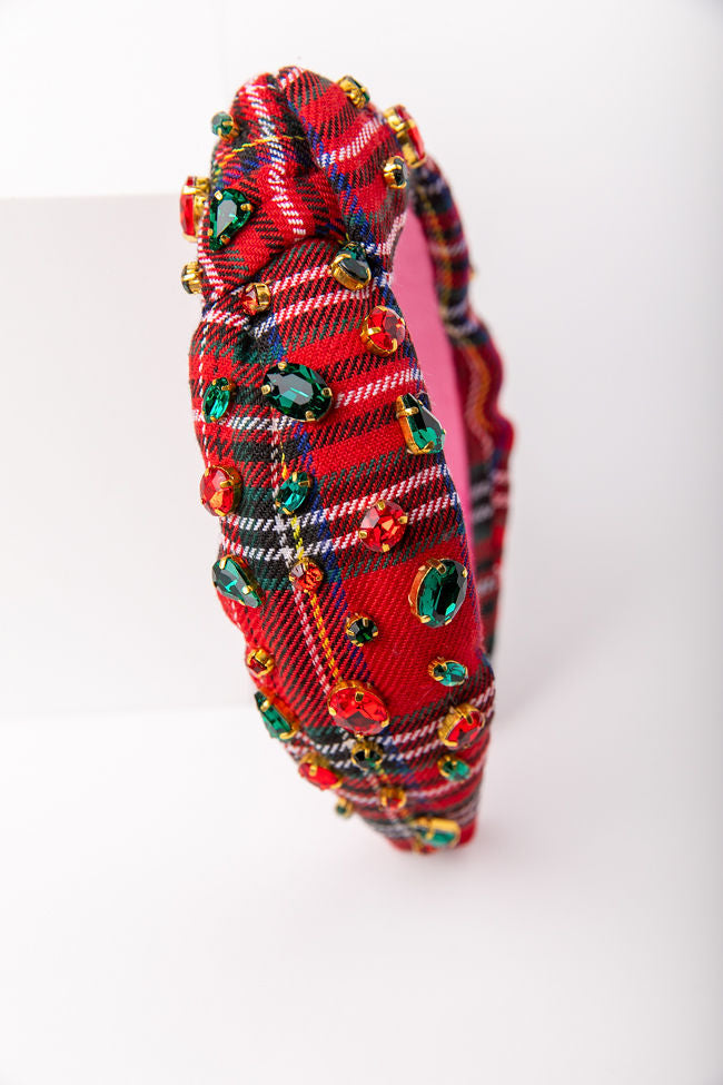 Tartan and Rhinestone Knotted Headband