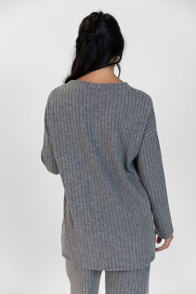 Comfort Zone Charcoal Ribbed Lounge Top