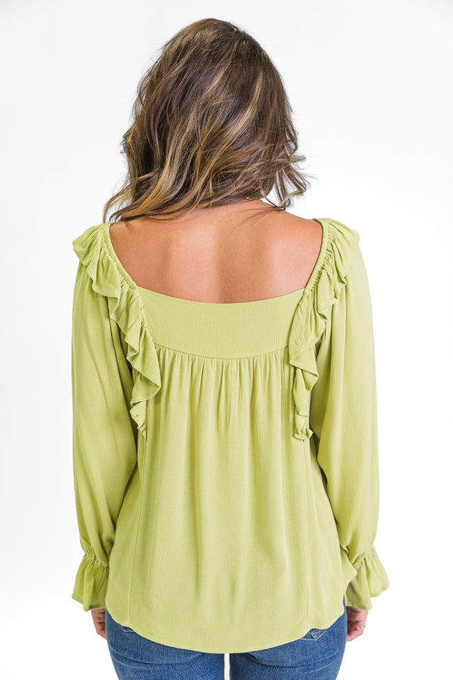 High Hopes Lime Ruffle Sleeve Square Neck Top