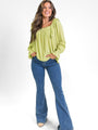 High Hopes Lime Ruffle Sleeve Square Neck Top FINAL SALE