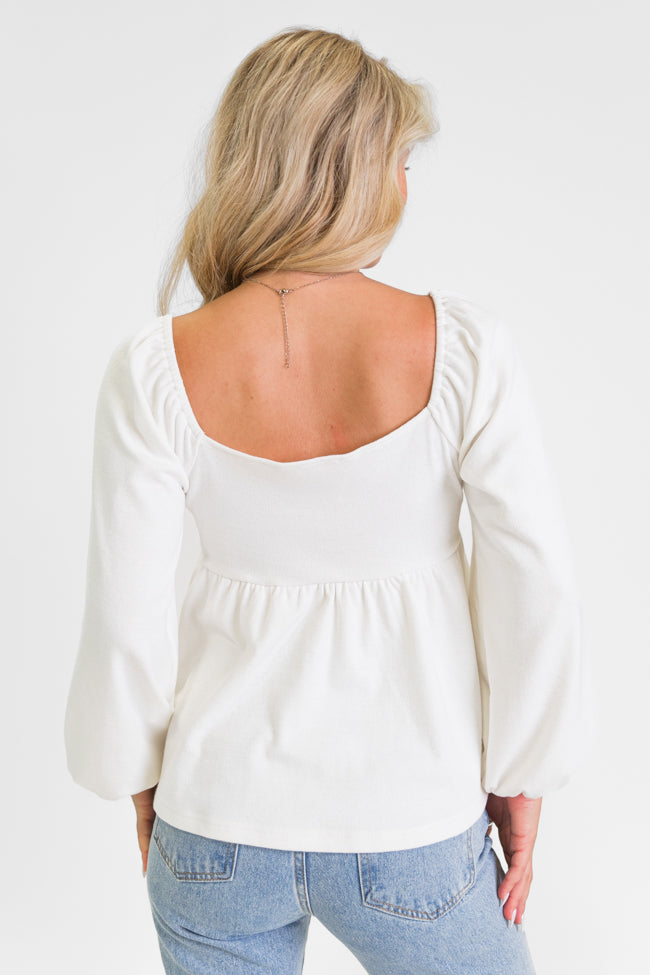 Always Ready Ivory Tie Front Knit Top