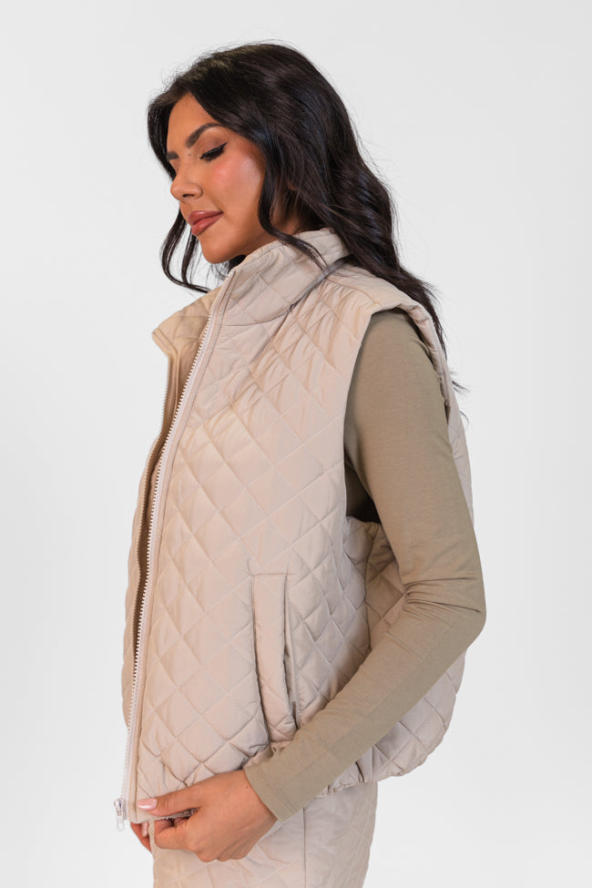 Mountainside Moment Mushroom Cropped Quilted Puffer Vest