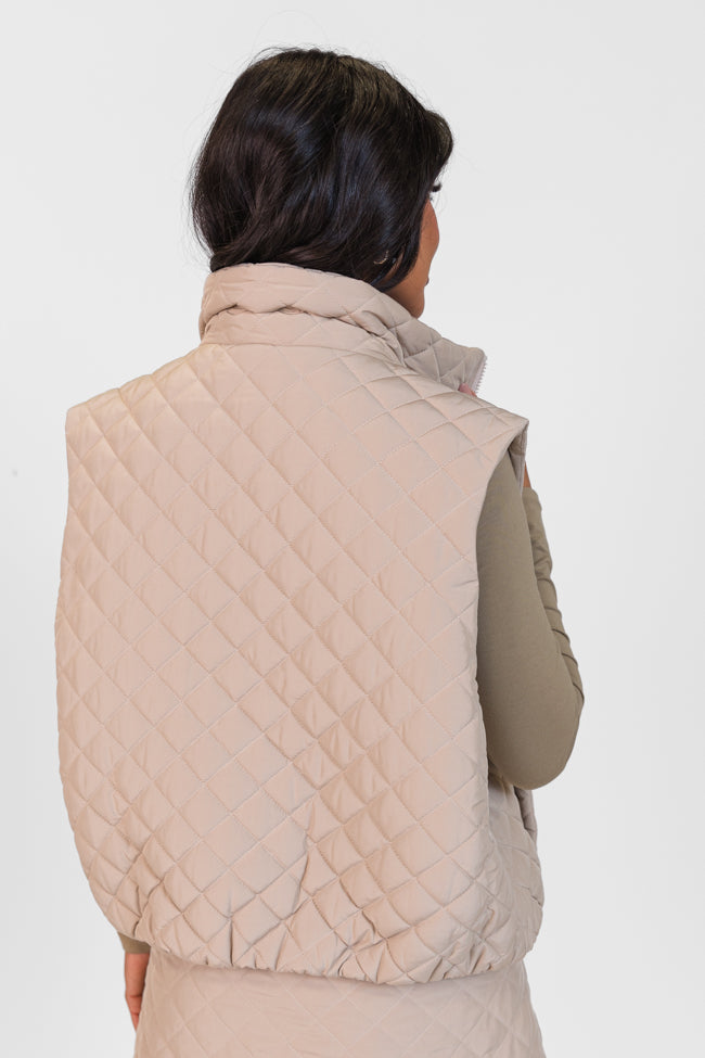 Mountainside Moment Mushroom Cropped Quilted Puffer Vest