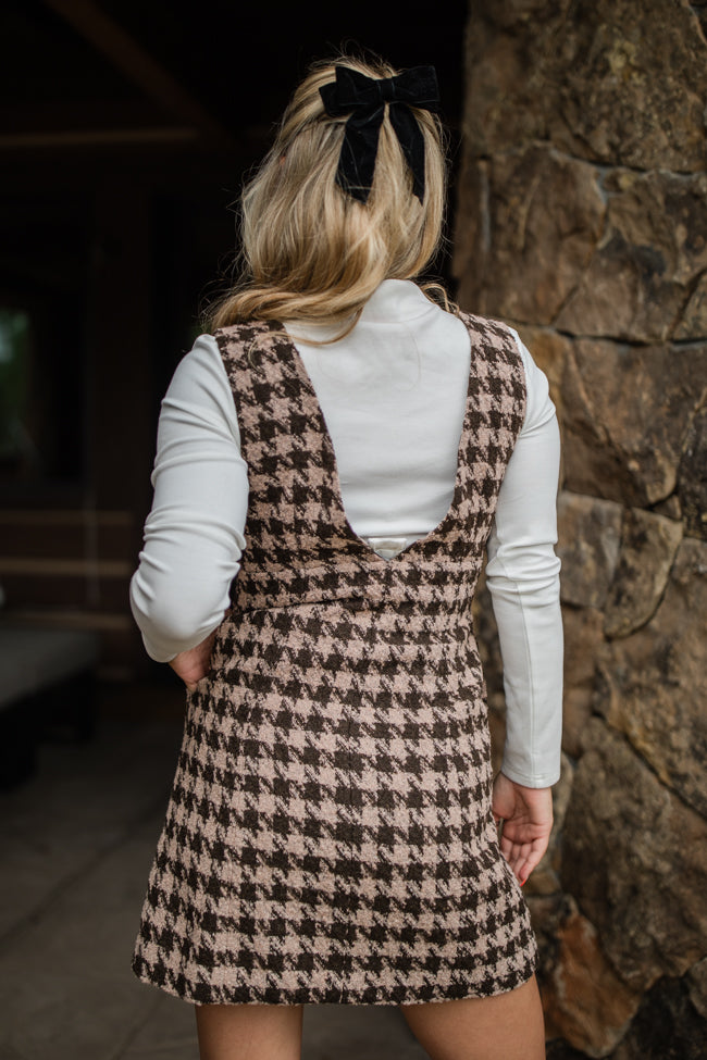 Makes Me Smile Brown and Tan Houndstooth Jumper