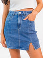 Somewhere Out There Medium Wash Side Slit Denim Skirt