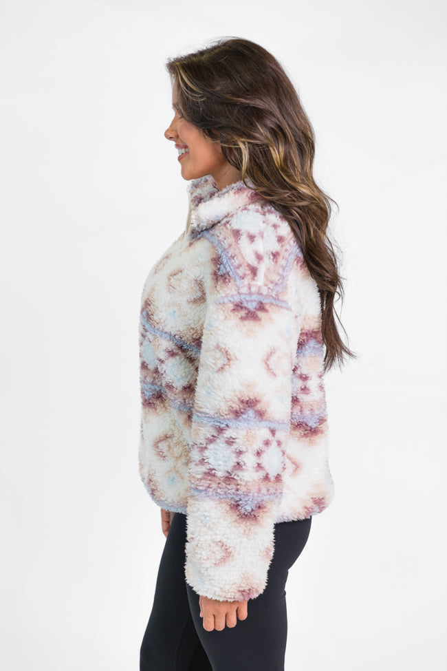 Way Out There Southwestern Print Sherpa Pullover