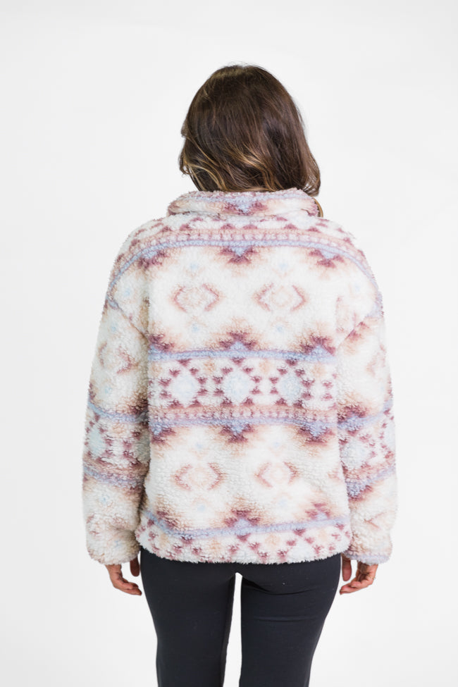 Way Out There Southwestern Print Sherpa Pullover