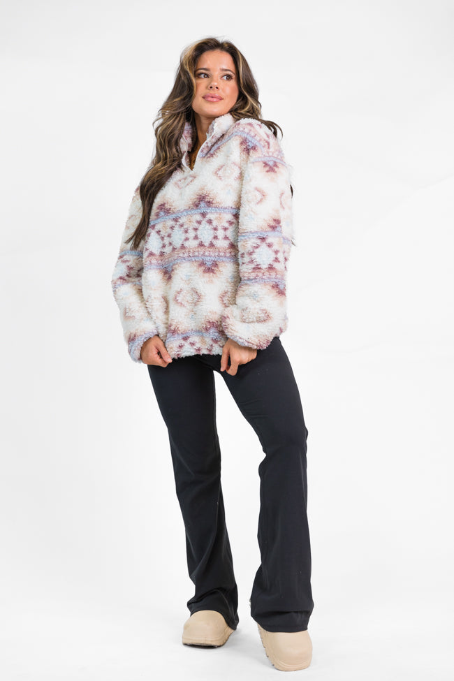 Way Out There Southwestern Print Sherpa Pullover