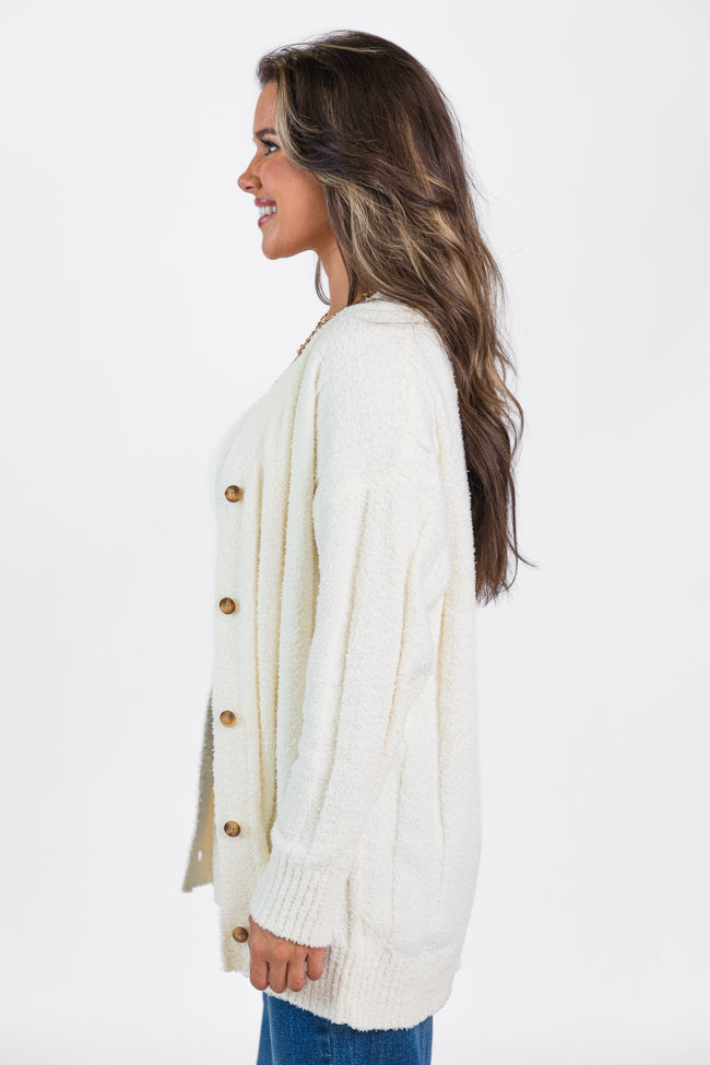 It's All True Ivory Fuzzy Cardigan And Tank Set