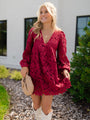 Turning Heads Burgundy Lace Babydoll Mini Dress