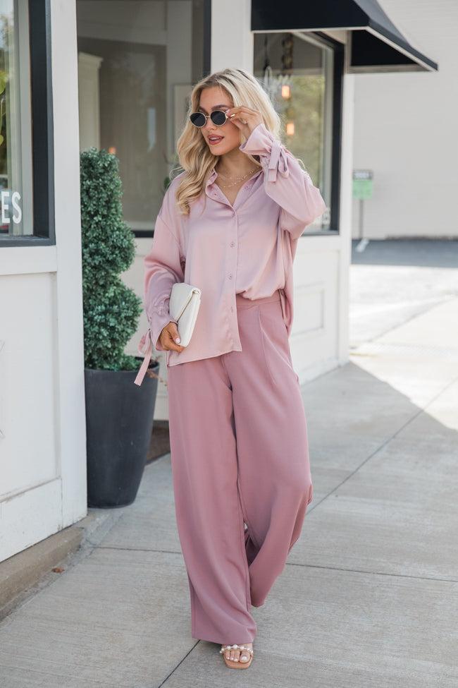 It's Your Day Mauve Wide Leg Trousers