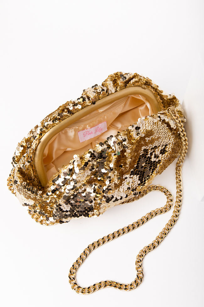 Gold Sequin Pouch Bag