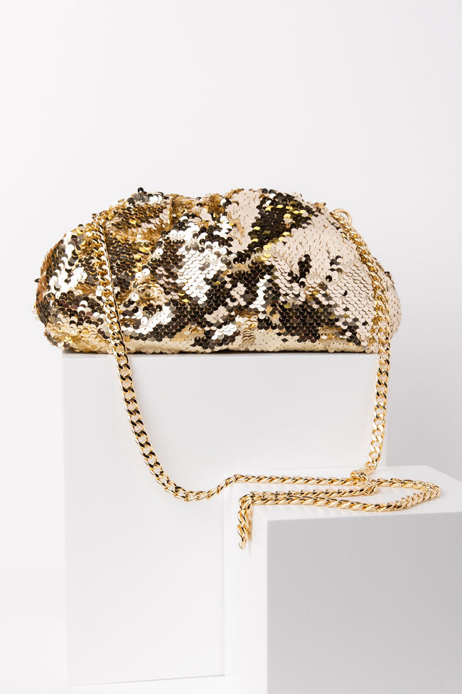 Gold Sequin Pouch Bag